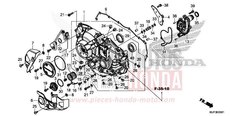 PANNEAU CARTER-MOTEUR D. (CRF1000D) de Africa Twin VICTORY RED (R334B) 2016